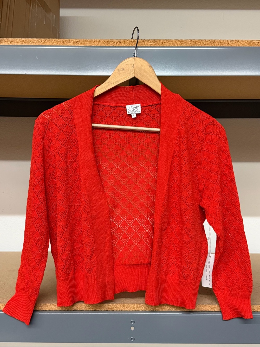 Open-Front Red Knit Sweater Cardigan